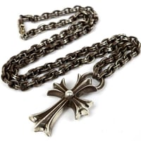 Chrome Hearts Small CH Cross Pendant with Paper Chain Necklace 20Inches #103604