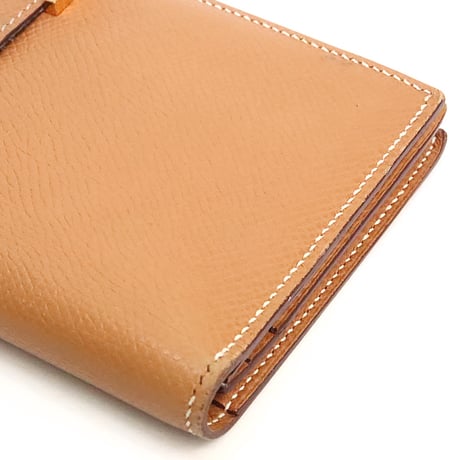 HERMES Bearn Soufflet Wallet Epsom Leather Natural #18814
