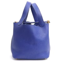 HERMES Picotin Lock PM Handbag Taurillon Clemence Leather Blue Electric #19088