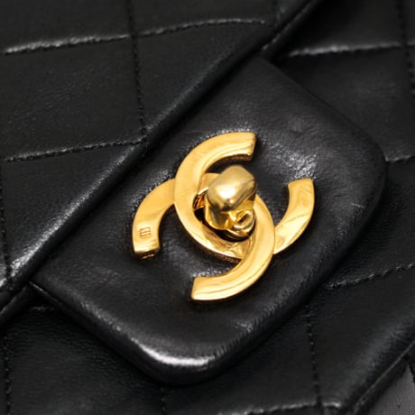 CHANEL Vintage Classic 27 Flap Bag Quilted Lambskin Black ＃75013