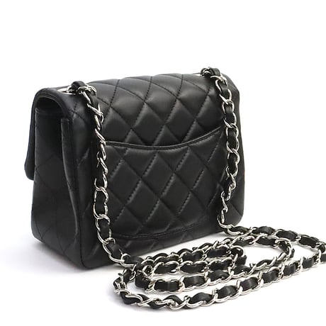 CHANEL Mini Square Flap Bag Quilted Lambskin Black #19154