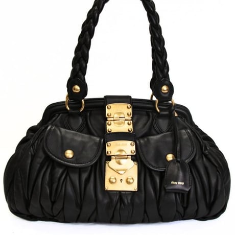 Miu Miu Matelasse Handbag Leather Black #74971
