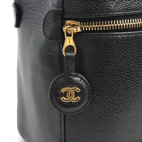 CHANEL CC Logo Vanity Bag Caviar Black #19343