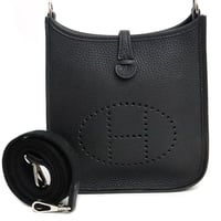 HERMES Evelyne TPM Shoulder Bag Taurillon Clemence Leather Black #18966