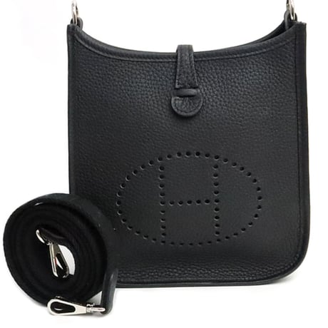 HERMES Evelyne TPM Shoulder Bag Taurillon Clemence Leather Black #18966