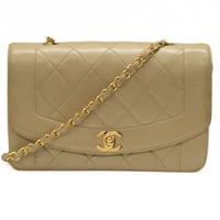 CHANEL Diana 25 Medium Flap Bag Quilted Lambskin Beige ＃74775