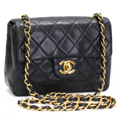 CHANEL Mini Square Flap Bag Quilted Lambskin Black #75023