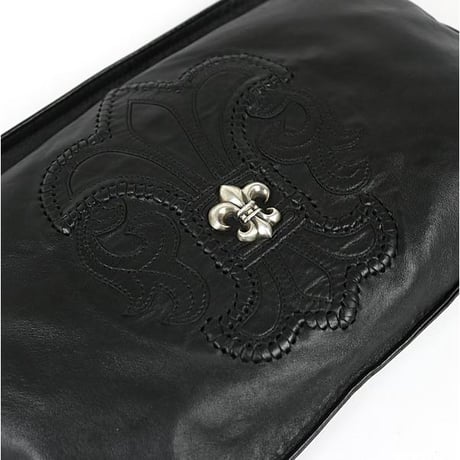 Chrome Hearts BS Fleur Flat Pouch Leather Clutch Bag #30730