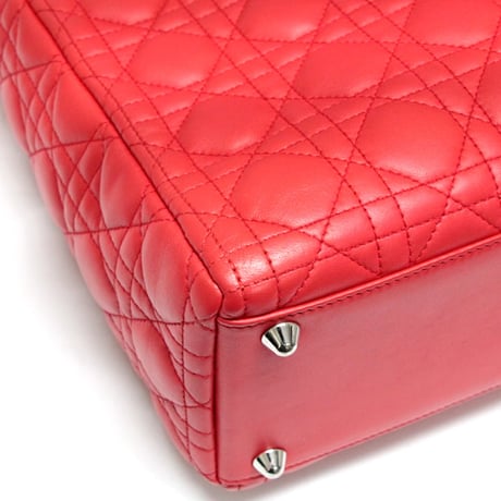 Christian Dior Large Lady Dior Handbag Cannage Leather Red #72269
