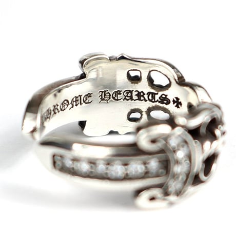 Chrome Hearts Double Dagger Open Pave Diamond Ring 　#31345
