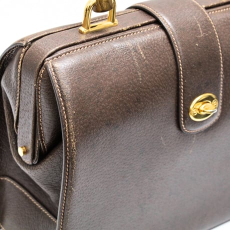 GUCCI Bamboo Handle Doctor Bag Leather Dark Brown #74863