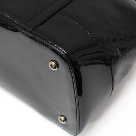 GUCCI Nice Top Handle Bag Microguccissima Patent Leather Black #74110
