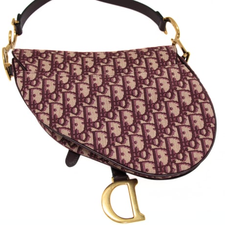 Christian Dior Saddle Bag Oblique Canvas Bordeaux #74420