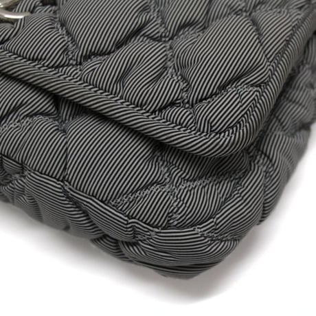 CHANEL Bubble Flap Shoulder Bag Quilted Nylon Gray＃75035
