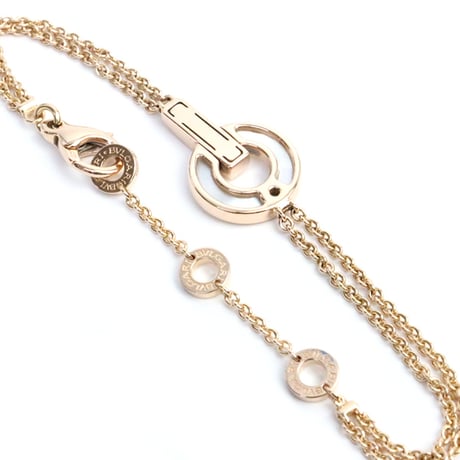 BVLGARI Openwork Bracelet 18K Pink Gold Diamond Mother-of-Pearl #17925