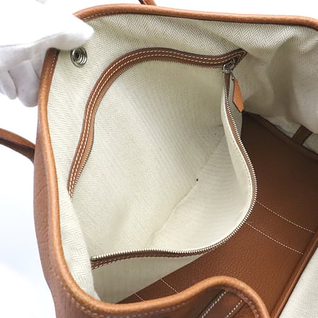 HERMES Garden Party PM Tote Bag Negonda Leather Gold ＃19096