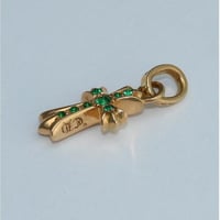 CHROME HEARTS 22K Baby Fat Cross Charm With Pave Emeralds #31112