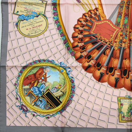 HERMES Carre 90 Silk 100% Scarf Stole ”Wolfgang Amadeus Mozart” #73805