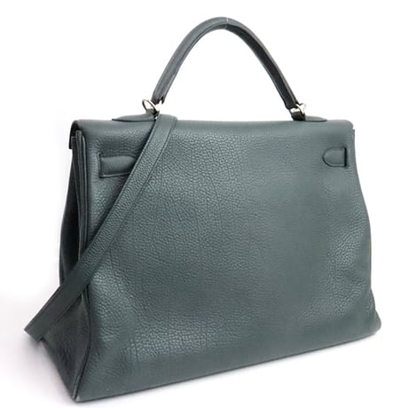 HERMES Retourne Kelly 40 Handbag Taurillion Clemence Leather Bleu Orage #19290