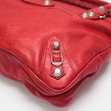 BALENCIAGA Giant Town Shoulder Bag Leather Red ＃74668