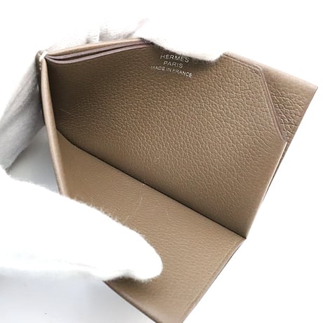 HERMES H Sellier Card Holder Evercolor Leather Etoupe #18813