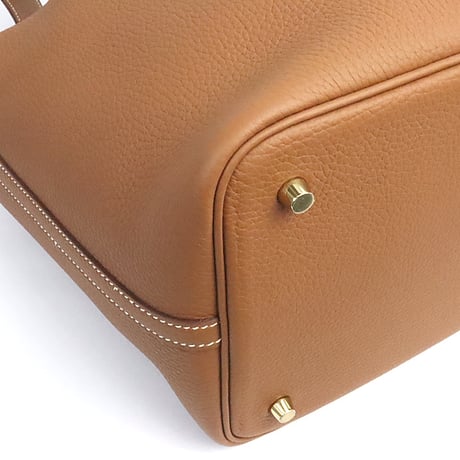 HERMES Picotin Lock MM Handbag Taurillon Clemence Leather Gold #19242