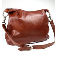 Chrome Hearts Scroll 2-Clip Leather Shoulder Bag Brown #103589