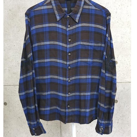 Chrome Hearts CH Plus Patch Check Shirt Blue #102049
