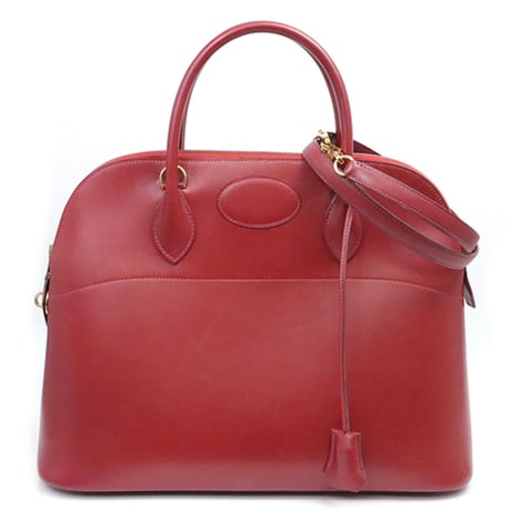 HERMES Bolide 35 Handbag Boxcalf Leather Rouge Vif ＃17540