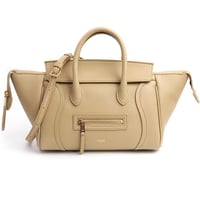 CELINE Small New Luggage Handbag Grained Calf Leather Beige #19288