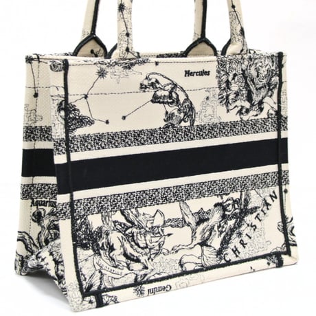 Christian Dior Small Book Tote Bag Toile de Jouy Embroidery Canvas Ivory #75181