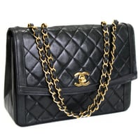 CHANEL Vintage Single Flap Bag Quilted Lambskin Black #71881