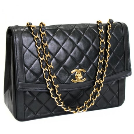 CHANEL Vintage Single Flap Bag Quilted Lambskin Black #71881