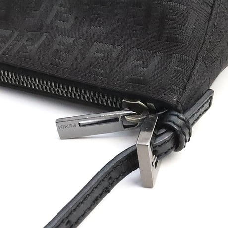FENDI Mini Shoulder Bag Zucchino Canvas Black ＃74757