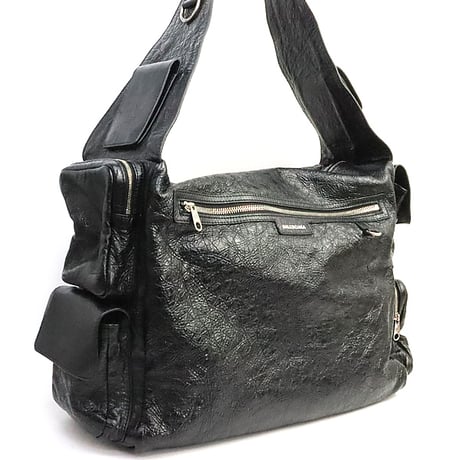 BALENCIAGA Large Superbusy Sling Bag Leather Black #19129