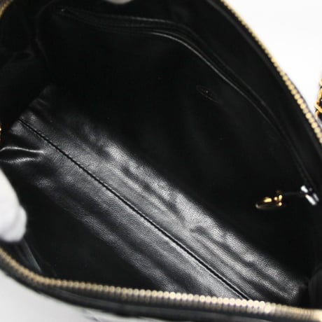 CHANEL Satchel Bag with Shoulder Strap Quilted Patent Black #74404
