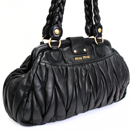 Miu Miu Matelasse Handbag Leather Black #74971