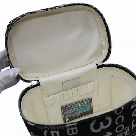 CHANEL By The Sea Line Logo Vanity Bag Canvas Black #72784