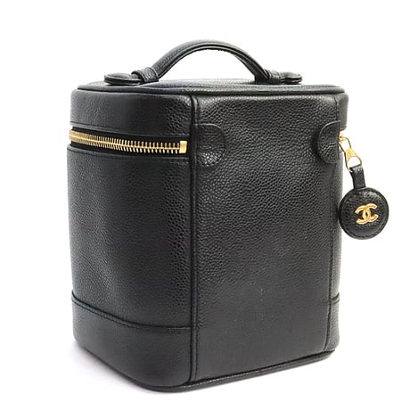 CHANEL CC Logo Vanity Bag Caviar Black #19155