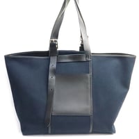 HERMES Etriviere Pocket 35 Tote Bag Toile Goeland Vache Hunter Swift Leather Black Navy ＃19000