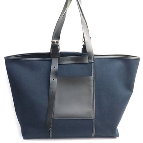 HERMES Etriviere Pocket 35 Tote Bag Toile Goeland Vache Hunter Swift Leather Black Navy ＃19000