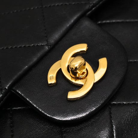 CHANEL Classic 25 Medium Double Flap Bag Quilted Lambskin Black #73274