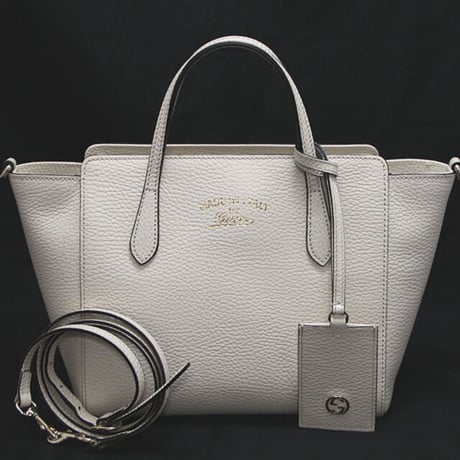 Gucci Vintage - Canvas Swing Tote Bag - Ivory Brown - Leather