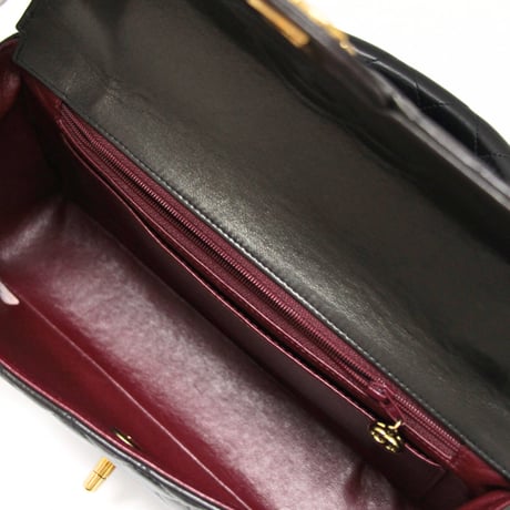 CHANEL Parent & Child Top Handle Flap Bag Quilted Lambskin Black #74496