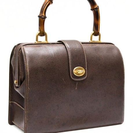 GUCCI Bamboo Handle Doctor Bag Leather Dark Brown #74863