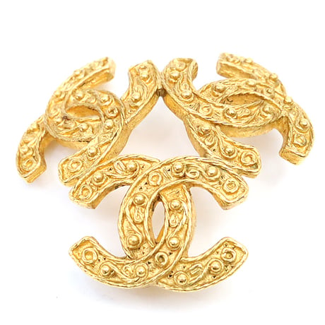 CHANEL Triple CC Logo Motif Pin Brooch Gold-toned 94A＃18079