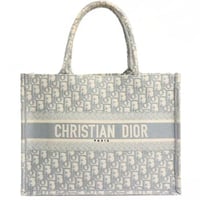 Christian Dior Medium Book Tote Bag Oblique Canvas Gray #19292