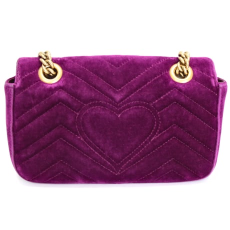 GUCCI Small GG Marmont Flap Bag Quilted Velvet Purple  #74315