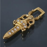 Chrome Hearts Pave Diamond 22K #10 Dagger Pendant Necklace Top #30181