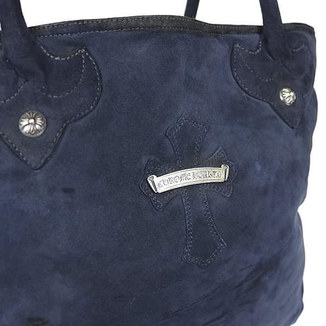 Chrome Hearts FS Tote Bag Crossball Scroll Label Nubuck Navy #30294